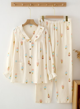 孕妇睡衣女春秋纯棉纱布月子服秋天产后全棉哺乳款冬天加厚怀孕期