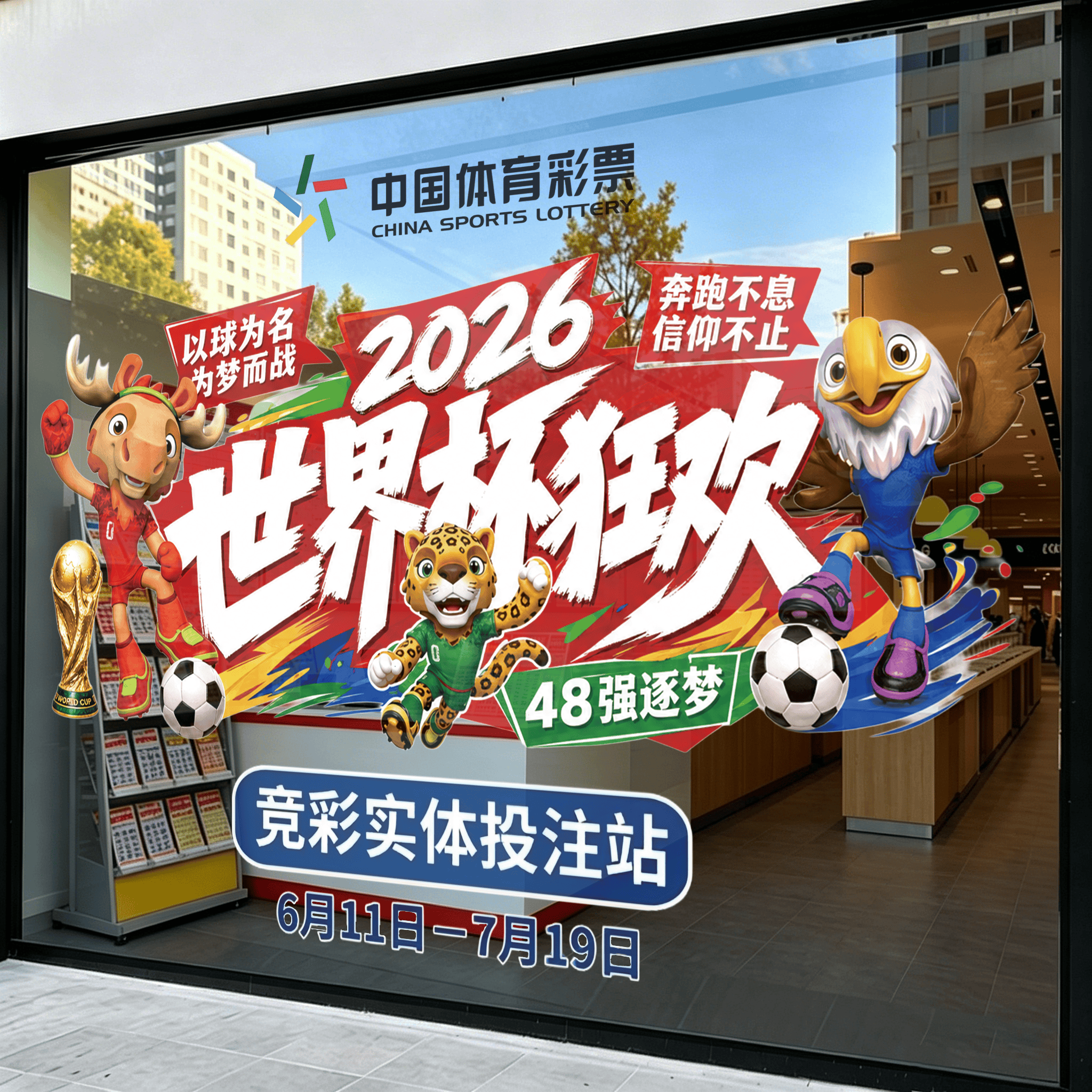 2026世界杯宣传海报彩票店广告装饰足球竞猜体彩店物料玻璃门贴纸
