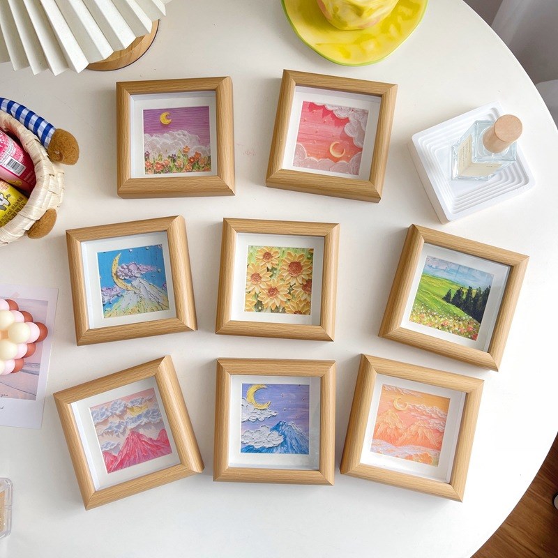 方形油画棒小相框摆台立体中空画框家居卧室办公桌面装饰摆件