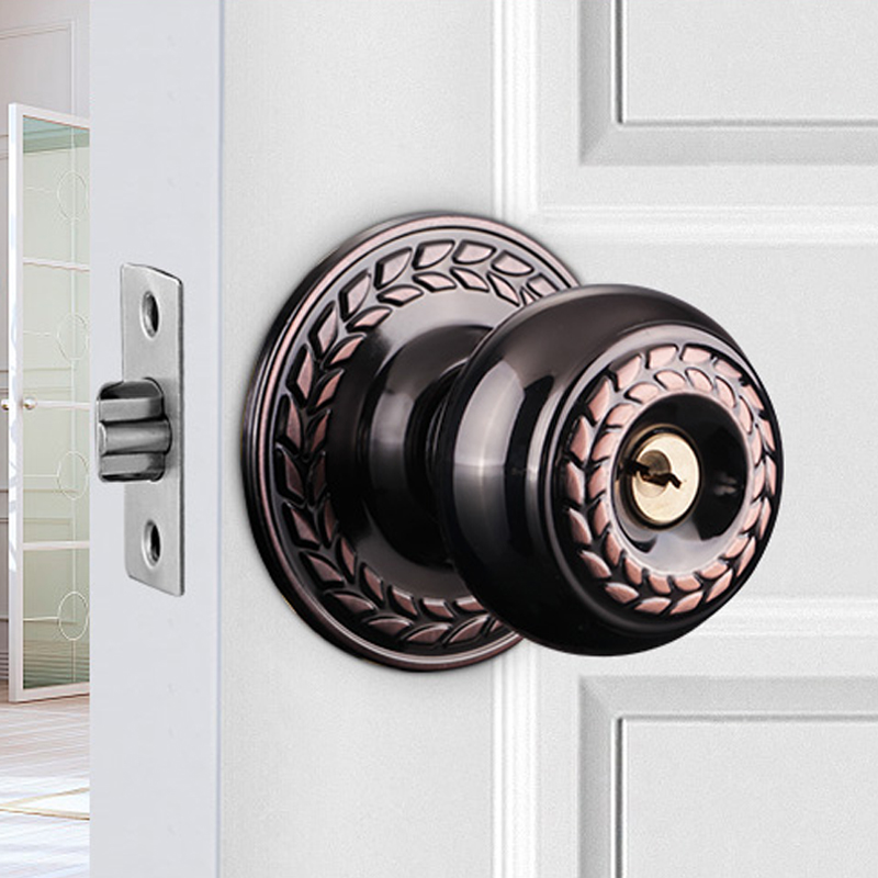 球形锁门锁室内房门木门卧室球锁卫生间老式红古铜球型斜舌球门锁