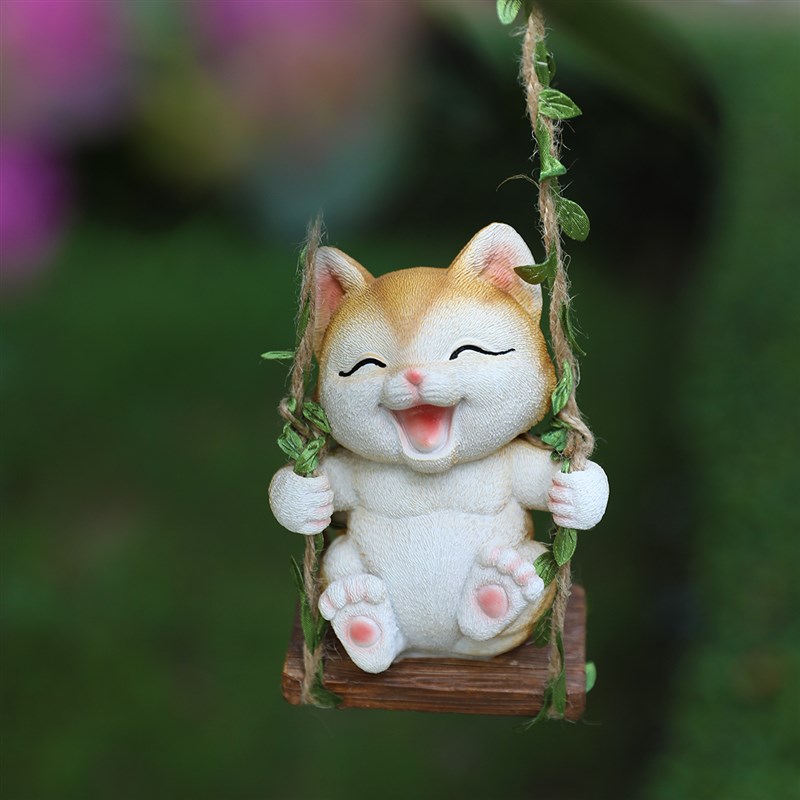 可爱小猫咪挂件户外阳台庭院创意家居装饰品客厅造景树脂