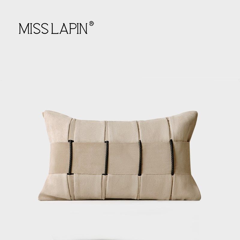 澜品意式轻奢米色皮绳编织抱枕高端客厅沙发样板房卧室腰枕靠垫套,居家布艺,靠垫/抱枕,淘宝优惠券,粉丝福利购,淘宝优惠卷