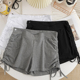 女裤 a字孕妇短裤 子夏季 设计感抽绳褶皱潮妈低腰热裤 薄款 孕妇夏装