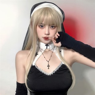 修女头巾万圣节修女头饰万圣节妆造头饰修女帽子修女发饰氛围直发