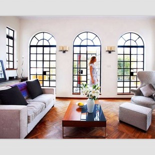 众冶热卖老钢窗民国风拱形热轧钢架铁玻璃钢制门