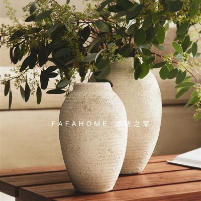 ZaraHome复古陶瓷花瓶摆件花器侘寂风陶罐书房装饰民宿样板间民宿