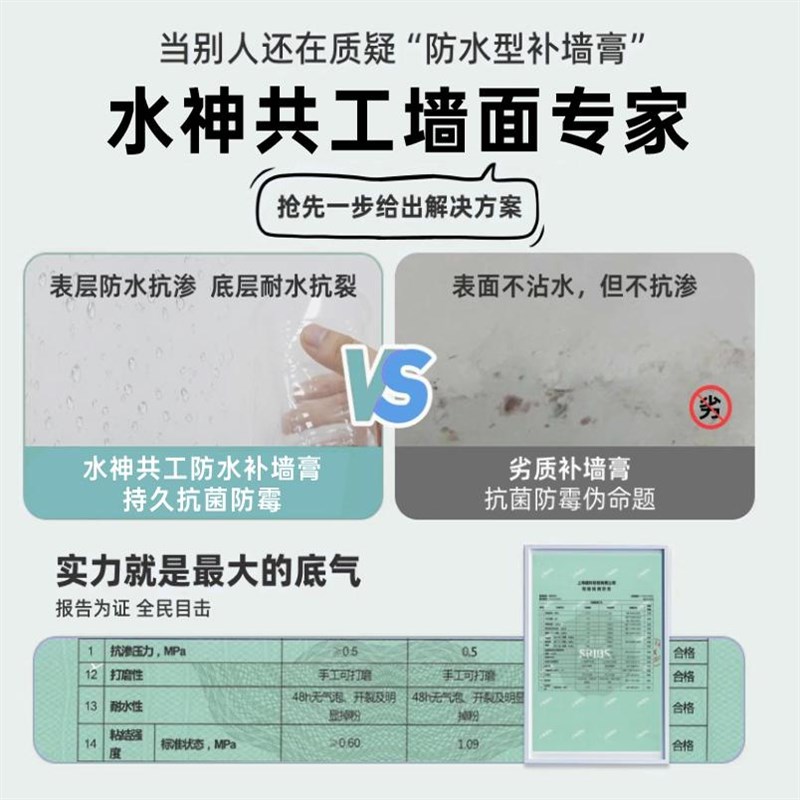 防水补墙膏墙面修补白色防潮防霉反碱脱落掉皮墙体修复腻子膏家用