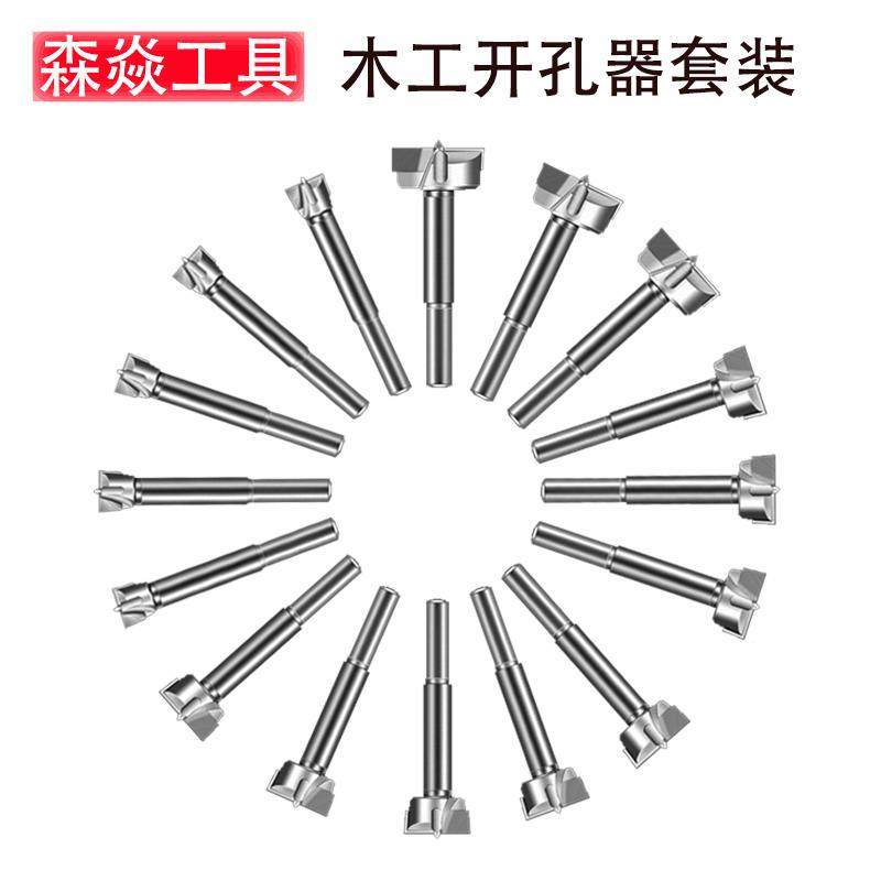 木工开孔器套装16PC 定位硬质合金钻头 6件套木工开孔器平翼钻5PC,五金/工具,冲击钻头,淘宝优惠券,粉丝福利购,淘宝优惠卷