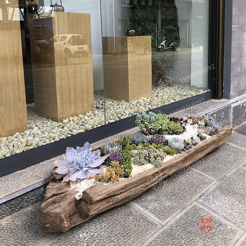 老木头花槽长方形实木槽子户外阳台花园大号楼顶种菜花箱多肉盆栽