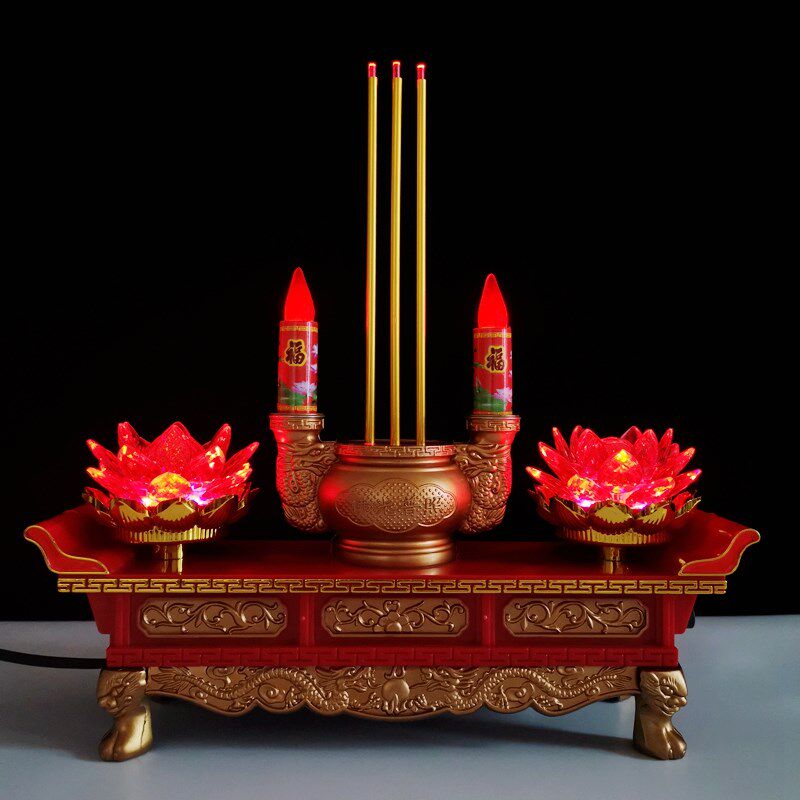 新款莲花灯插电蜡烛台 佛前供灯用品大全佛台香灯