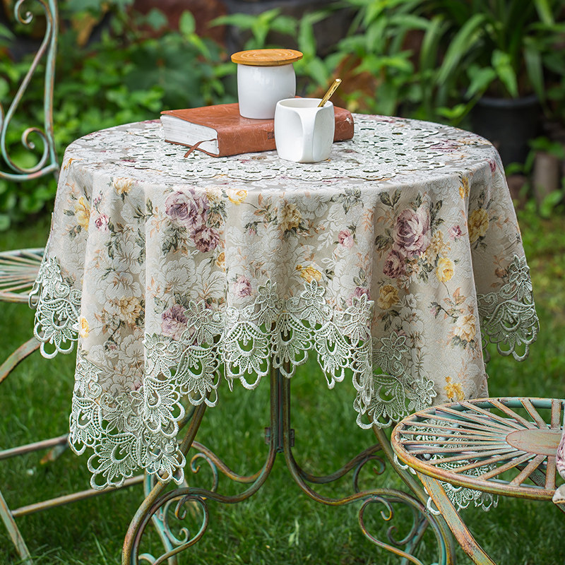 欧式布艺方桌小圆桌布蕾丝床头柜盖布防尘盖巾田园风格,居家布艺,万能盖巾,淘宝优惠券,粉丝福利购,淘宝优惠卷