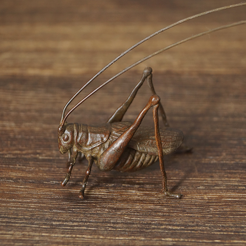 厂价苏工精铜蛐蛐蟋蟀昆虫茶宠茶玩创意博古架盆景微景观造景摆件