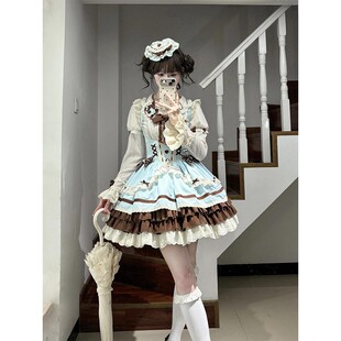 圣诞节cos服Lolita甜美咖啡内搭托胸jsk洛丽塔连衣裙日常lo裙服装