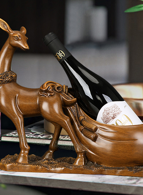 招财鹿红酒架摆件现在简约客厅装饰品摆设乔迁新居礼品