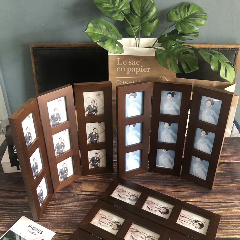 爱唯伊影楼盘子复古实木屏风摆件摆台仿古古装相框相架