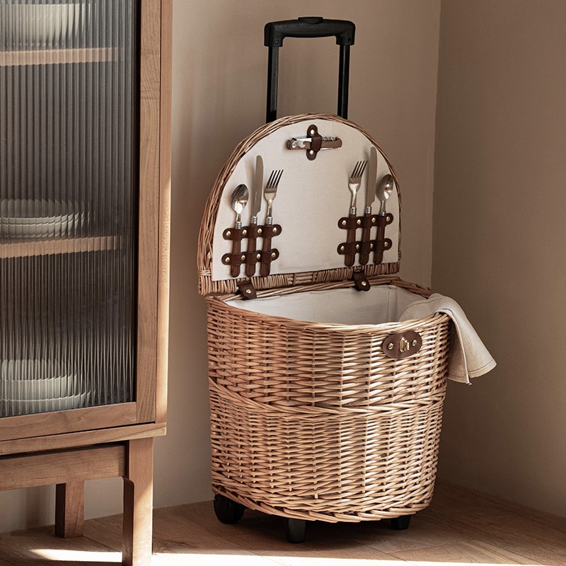 户外手提野餐篮柳编藤编水果零食收纳置物篮编织脏衣篮采摘菜篮子