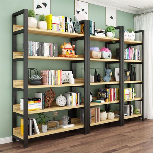 书架落地多层简约现铁艺储物货架客厅书柜钢木架子