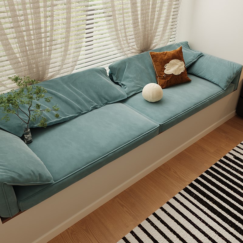 耳朵飘窗一体沙发坐垫主卧改造新款窗台垫子可拆洗