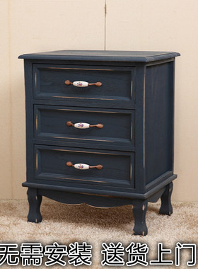 复古床头柜卧室床边柜欧式实木床头收纳柜简约储物柜C柜子