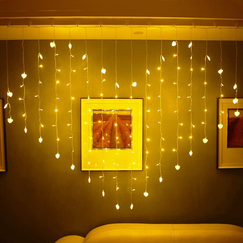 心形灯房间卧室装饰流行星帘串灯创意浪漫惊喜灯