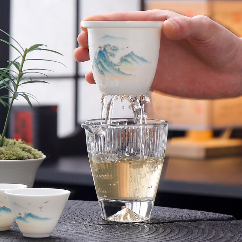 羊脂玉功夫茶具套装家用泡茶壶旅行茶具高档轻奢白瓷盖碗茶杯