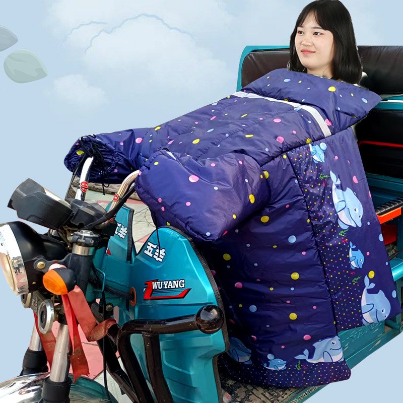 电动车挡风被冬季加厚加绒加大双面防水防风罩三轮车保暖电摩托