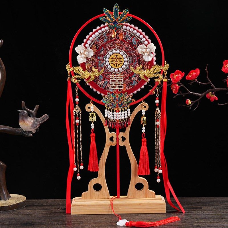 结婚新娘团扇手工出嫁喜扇y材料古风新婚成品中式婚礼秀禾扇,家居饰品,工艺扇/团扇/喜扇/折扇,淘宝优惠券,粉丝福利购,淘宝优惠卷