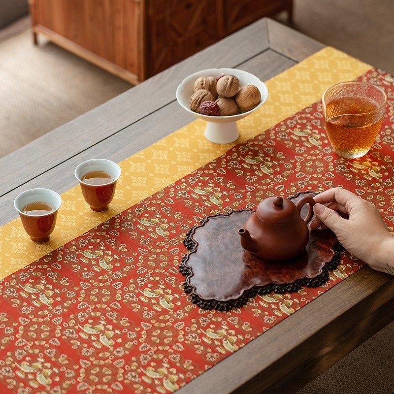 知舍鸳鸯茶席高端织锦提花工艺双面布新中式传统桌旗,居家布艺,桌旗,淘宝优惠券,粉丝福利购,淘宝优惠卷
