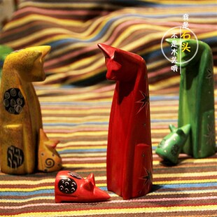 新家装饰品纯手非洲肯尼亚皂石动物雕刻猫老鼠客厅桌面摆件