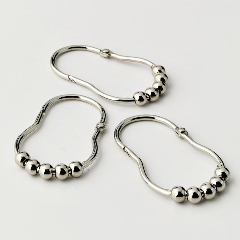 浴帘环欧式清新滑顺卡圈型五滚珠活扣三色可选浴帘环挂环