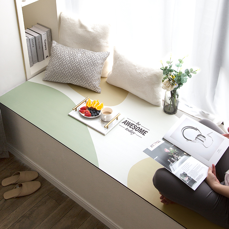 新款【皮革飘窗垫】鹅卵石皮革窗台垫皮质免洗防污防滑加厚四季款