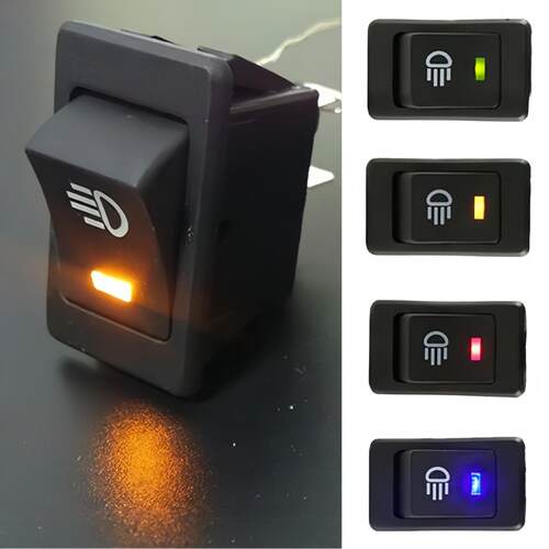 汽车货车改装雾灯开关带灯船型开关12/24V翘板ASW-17D两档