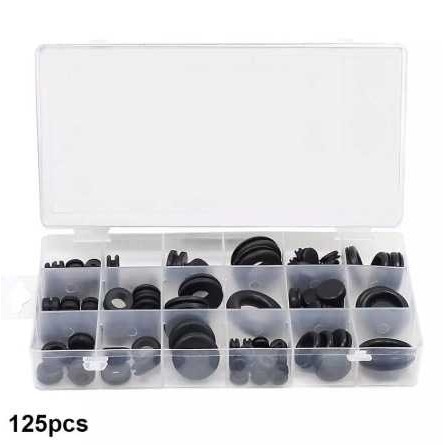 黑色橡胶圈 125pcs盒装 橡胶护线环 单双面护线圈组合橡胶垫,五金/工具,气动工具配件,淘宝优惠券,粉丝福利购,淘宝优惠卷