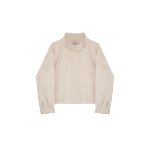 双面羊毛外套8A51D070 秋冬高级设计感短款 雯雯