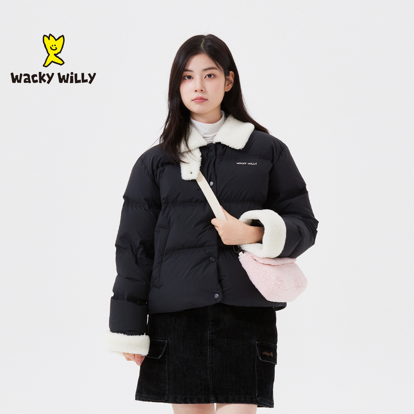 wackywilly撞色领短款羽绒服女式韩国2025新款秋冬保暖宽松外套,女装/女士精品,羽绒服,淘宝优惠券,粉丝福利购,淘宝优惠卷