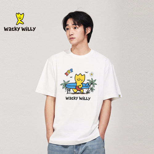 wackywilly韩国男士新款印花t恤