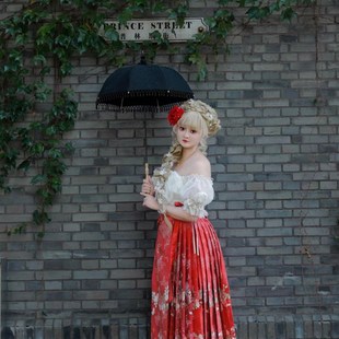 夜之梦自制vintge古董珍珠蕾丝流苏法式小洋伞婚纱摄影道具