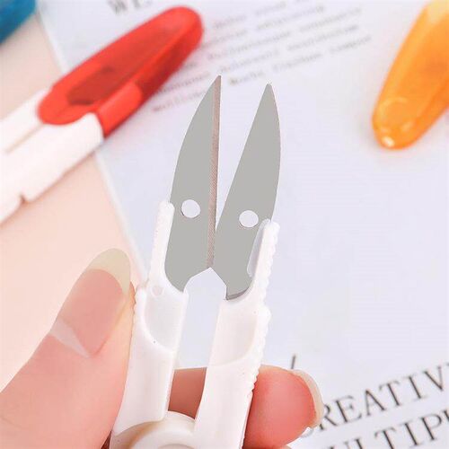 Colorful transparent U-shaped scissors, safety spring thread
