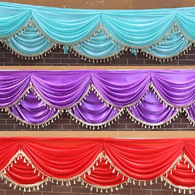 3/6M Faux Silk Swag Drape For Wedding Backdrop Curtain