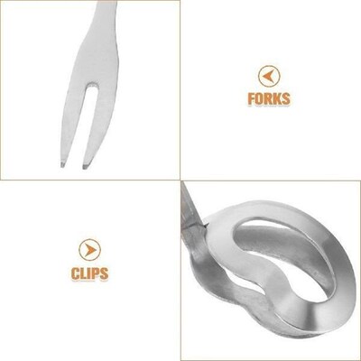 3 set Snail Tong Fork Set Stainless Steel Escargot Dining