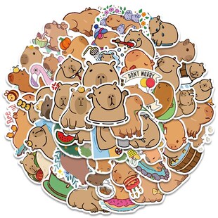 Capybara Cartoon Cute Animals Plump Brown Stickers 100PCS