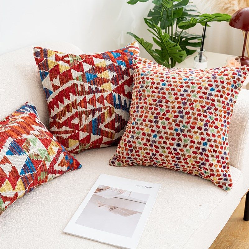 民族风抱枕客厅沙发靠垫红色喜庆色织提花波西米亚椅子腰靠枕,居家布艺,靠垫/抱枕,淘宝优惠券,粉丝福利购,淘宝优惠卷