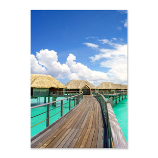 大海蓝天风景挂画楼梯间壁画玄关走廊过道装饰画地中海风格酒店画