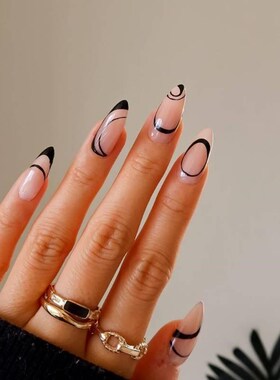 24pcsBox Press on Fake Nails Short French Edges Acrylic Fu