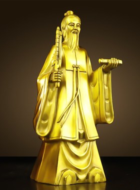 纯黄铜姜太公钓鱼摆件鱼缸姜子牙铜像姜太公在此百无禁忌家居饰品