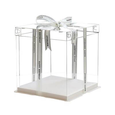 Full transparent birthday cake box 4/6/8/10/12/14 inch doubl