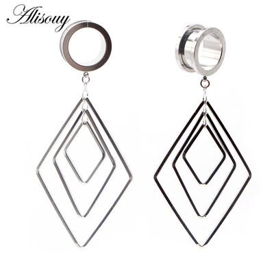 Alisouy 2pcs 6-25MM Stainless Steel Ear Plugs and Tunnels Da