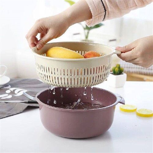 Double plastic drain basket for kitchen,  washing fruit and