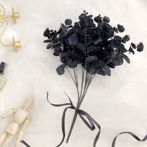 1PCS Simulation Black Eucalyptus Leaf Fake Flower Simple Hom