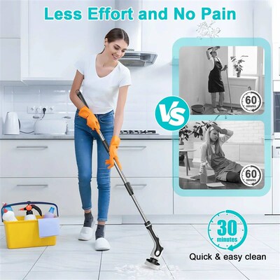 New-11 in 1 Electric Spin Scrubber Cordless Cleaning Brush w